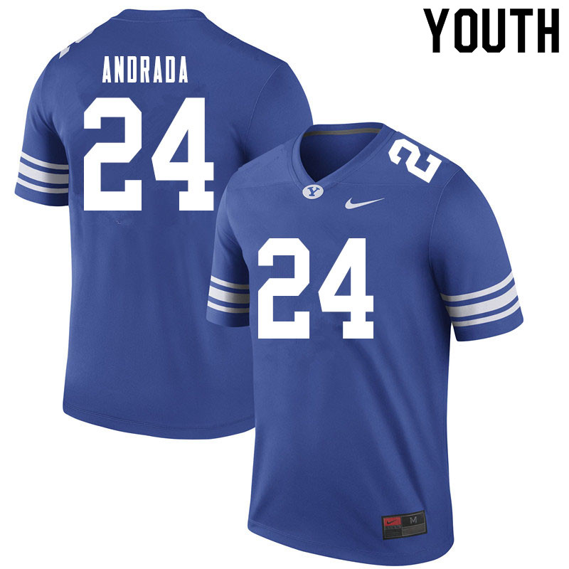 Youth #24 Luc Andrada BYU Cougars College Football Jerseys Sale-Royal - Click Image to Close